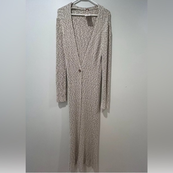 Free People Cotton Blend Long Cozy Cardigan Sweater Women’s XS Cream NWT - Picture 2 of 8